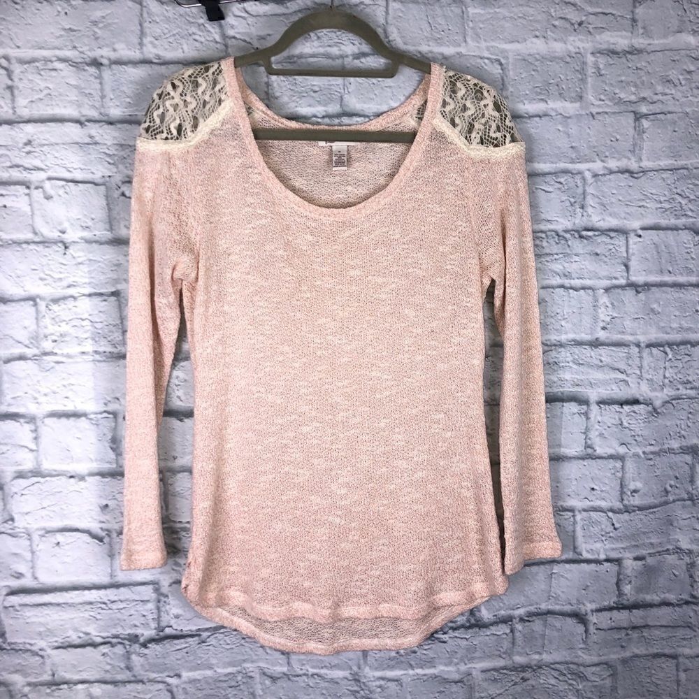 Arizona loose knit crochet shoulder sweater big kids sz med girls